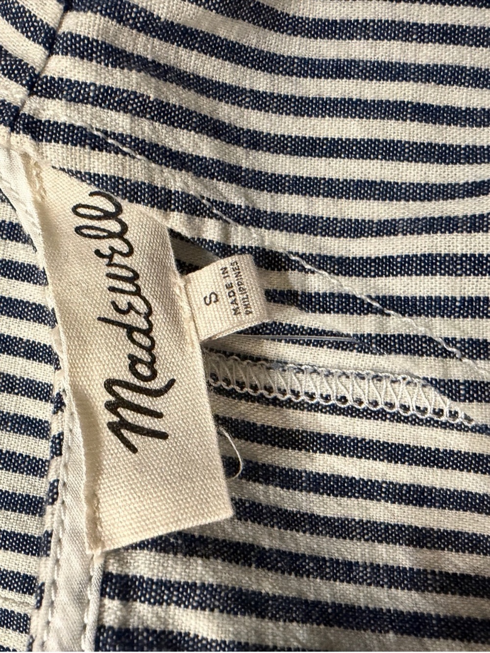 Madewell Blue & White Striped Flutter Sleeve Cotton Blouse - Picture 6 of 6